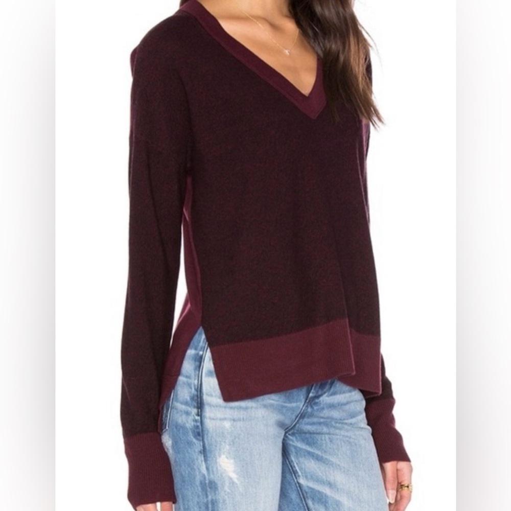 rag & bone taylor v-neck fine merino wool sweater Burgundy size Small